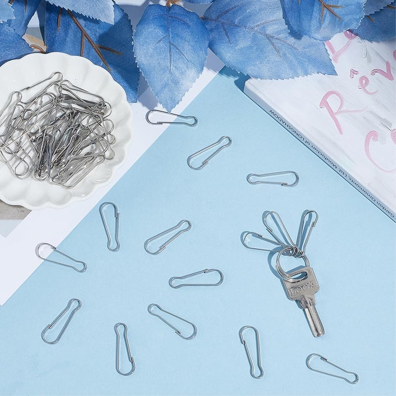 SOFPLATE 1 Box 50 Pack Lanyard Snap Spring Hooks Metal Snap Hooks 1.18 Inch Stainless Steel Silver Flag Pole Gourd Gate Push Hanging Buckles for DIY Lanyard Keychain ID Cards Purse Curtain Crafts - Image 3